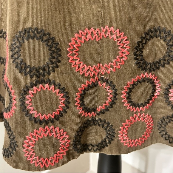 Boden Embroidered Brown Corduroy Skirt SZ 14 - Picture 3 of 5